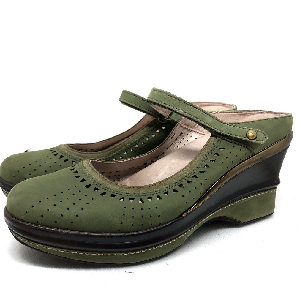 Jambu Wedge Shoes, gorgeous green Mary Jane Slides